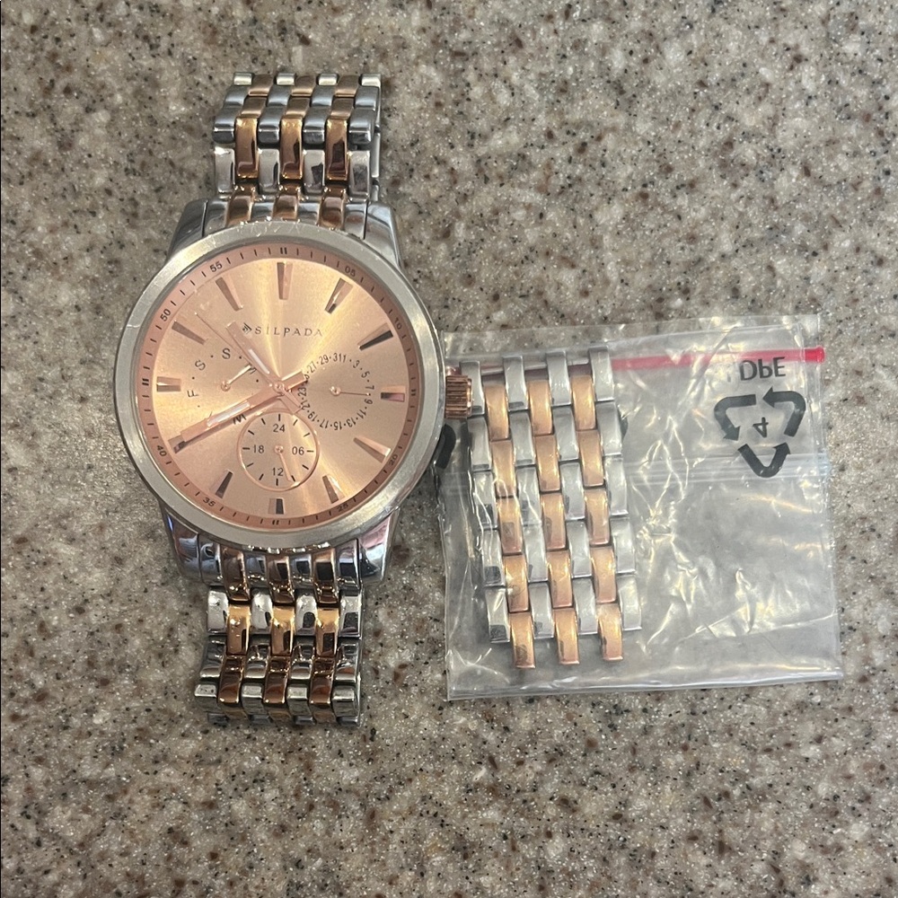 Silpada Two-Tone Silver and Rose Women's Watch